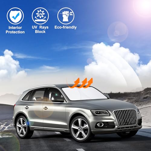 Windshield Sun Shade Custom Fit for 2009-2017 Audi Q5/2014-2017 Audi SQ5 Accessories Foldable Sunshade Sun Blocker Protect Car from Sun Rays & Heat Damage Keep Car Cooler - size: Fit Audi Q5 2009-2017/Audi SQ5 2014-2017