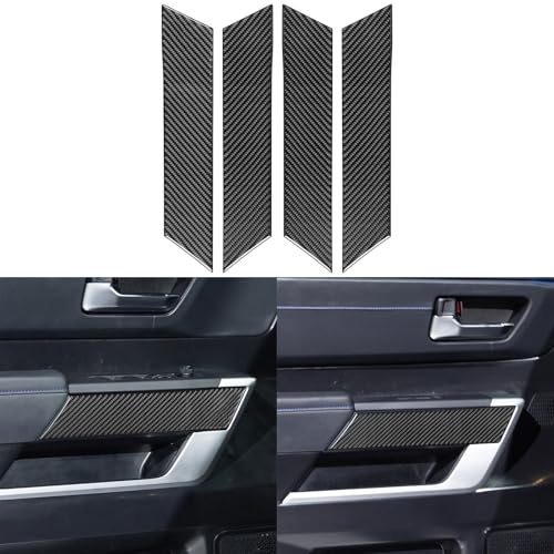 NVCNX Real Premium Carbon Fiber for Toyota Tundra 2022-2026 / Sequoia 2023-2026 2024 2025 Door Armrest Panel Cover Interior Trim Accessories Sticker 4PCs Without Seat Memory not for Extended Cab - color: Door Armrest Panel Trim - without Seat Memory
