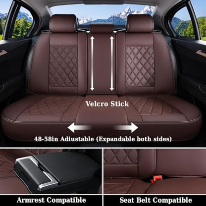Coverado Car Seat Covers Full Set, Luxury Faux Leather Waterproof Seat Cover, Front and Back Car Seat Protector, Universal 5 Seat Leather Seat Cushion, Carseat Cover Fit Most Cars, Coffee - color: A-Coffee, size: Fullset
