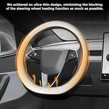 Microfiber Leather Universal 14.5-15 inch Steering Wheel Cover,Easy to Install Non-Slip Breathable Steering Wheel Protector White - color: White