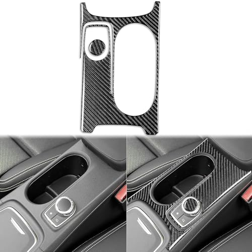 Auto Center Control Armrests Box Multimedia Knob Cap Water Cup Holder Panel Sticker Real Carbon Fiber Interior Trim Accessories Compatible with Benz CLA C117 2014-2018 GLA X156 2015-2019 Black - Kit - color: Center Control Armrests Box Multimedia Knob Cap