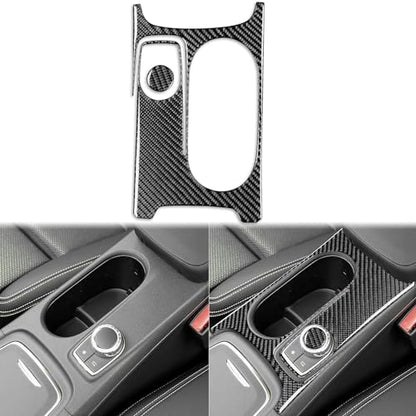 Auto Center Control Armrests Box Multimedia Knob Cap Water Cup Holder Panel Sticker Real Carbon Fiber Interior Trim Accessories Compatible with Benz CLA C117 2014-2018 GLA X156 2015-2019 Black - Kit - color: Center Control Armrests Box Multimedia Knob Cap