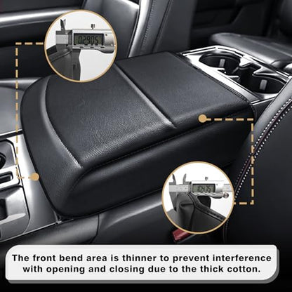 Muslogy Center Console Armrest Cover Fit for Ford F150 2021-2025 2026 Accessories, Comfort Armrest Pad Console Lid Cushion Vegan Leather 1-Inch Extra Thick(Bucket Seat ONLY) - size: 2) 21-25 |F150| Bucket Seat, +Thick