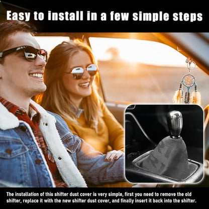 povtii Car Shift Boot Cover, Waterproof Canvas Fabric Manual Automatic Shift Knob Boot Dust Cover, Gear Gaiter Cover Auto Shift Boot Sleeve Protector, Universal Car Accessories (Gray) - color: Gray