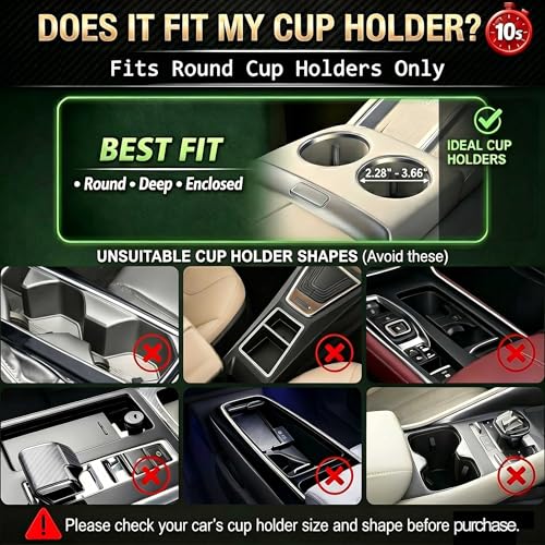 Car Food Tray & Car Table Tray with Car-Grade Aluminum Cup Holder & Phone Stand, Premium Wood with Leather Surface, 360° Rotating Car Desk for Laptop &Eating (Round, Black&Grey) - color: 𝗥𝗼𝘂𝗻𝗱 · Grey&Black