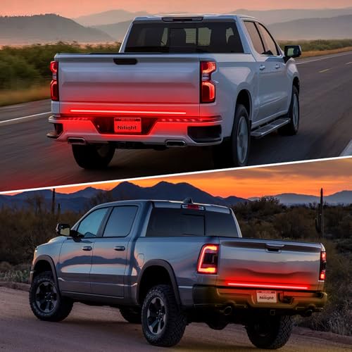 Nilight Truck Tailgate Light Strip 48" Quad Row 528 LED Strip with Red Running Brake Lights White Reverse Lamp Amber Turn Signals Lights - color: 48" Tailgate Light Strip Quad Row