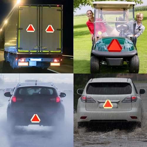 Slow Moving Vehicle Sign,Slow Moving Vehicle Triangle Golf Cart Accessories，14"X16", Safety Triangle Road Sign，for Farm Vehicles ，Golf Carts ，Tractor and Maintenance Vehicles
