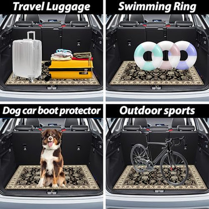 Universal Car Trunk Mat 29" x 39", Beige Bohemian Style All Weather Trunk Protection Cargo Liner, Durable Cargo Mat Rear Trunk Liner,Stylish Vehicle Interior Accessories Suitable for Most Car Models - color: Beige Bohemian Style