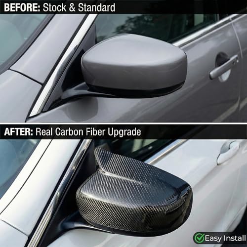 Carbon Fiber Replacement Mirror Caps for 2010-2015 INFINITI G37 G25 Q40, Real 3K 2x2 Twill Weave (Black Carbon Fiber)