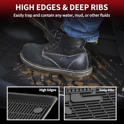 LASFIT Floor Mats for Ford Mustang Mach-E 2021-2025 2026 TPE All Weather Protector Car Liners, 1st & 2nd Row, 3pcs Black - style: 9) 2021-2025 | Ford Mustang Mach-E | 1st & 2nd Row