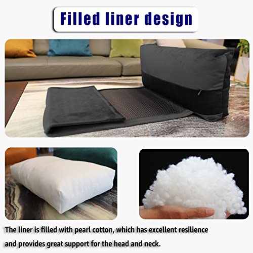 Headrest Pillow with Pearl Cotton Filling - Non-Slip Headrest Cushion for Recliners, Sofas and Loveseats (Black) - color: Black