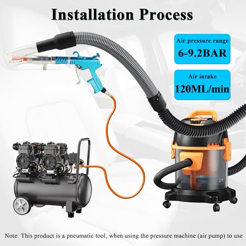 GOCCIDA 2IN1 Car Interior Detailing Air Blow Gun & vacunm Gun with Adjustable Air Flow Nozzle,Cleaning Gun Quickly Blasts Dirt and Dust from Surface Works with Air Compressor(Upgrade Rotate Tube) Blue - color: blue