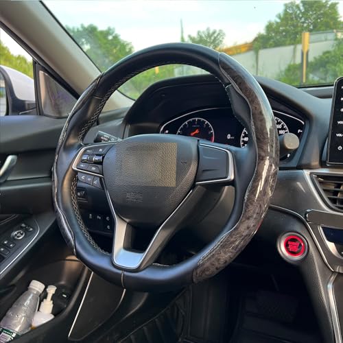 Steering Wheel Cover, Wood Grain Steering Wheel Cover, Car Wheel Cover for Men/Women, Universal Fit for 99% Car Steering Wheel,Steering Wheel Accessories(Wood Grain-Black) - color: Wood grain-Black