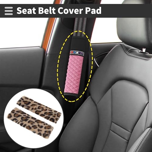 Brown Seat Belt Cover Pad Plush 23.5cm Seatbelt Strap Cushion Shoulder Padding 1 Pair - color: Brown