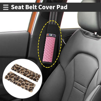 Brown Seat Belt Cover Pad Plush 23.5cm Seatbelt Strap Cushion Shoulder Padding 1 Pair - color: Brown