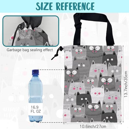 Car Garbage Bag Cute Grey Cats Drawstring Car Trash Bag Hanging for Back Seat with Adjustable Buckle Canvas Vehicle Trash Can Easy-to-Install - color: Cute Grey Cats