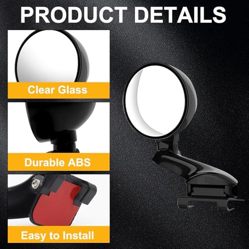 Blind Spot Mirror Adjustable 360 Degree Car Side Mirror, HD Glass Rear View Exterior Accessories Frame Thickness Less than 5MM for Car SUV (long-armed Left) - style: long-armed Left