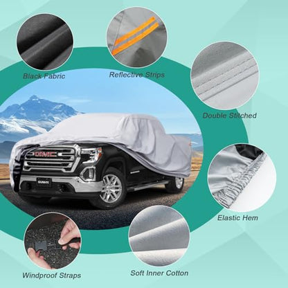 GUNHYI Pickup Truck Cover - Waterproof All Weather, 6 Layer Heavy Duty, Universal Fit Ford F150, Chevy Silverado, GMC Sierra, Dodge Ram 1500 Extended/SuperCrew Cab (Up to 248 inch) - color: Silver, size: Truck Xl-length Up to 248 Inch