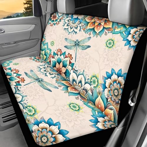 Dragonfly Rear Bench Seat Cover Boho Car Accessories Universal Back Seat Cover for SUV Truck Split 2 Pack Backrest Protector for Kids Car Interior - color: 1 Bohemian Dragonfly