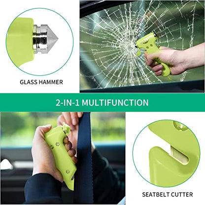 MOTORBUDDY 2-Pack Car Safety Hammer, Auto Emergency Escape Hammer with Window Breaker and Seat Belt Cutter, Emergency Escape Tool for Car Accidents, Glow in The Dark - color: Green