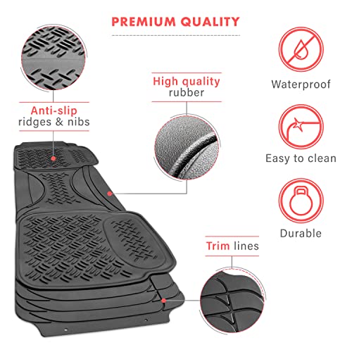 Heavy Duty Black Rubber Car Floor Mat by Vaygway –Automotive Rear Universal 1 Piece Runner Mat -Trimmable Rubber Liner Rug– Back Seat Liner – All Weather Protection for Car, Truck Van SUV - style: Car Rear Floor Mat Runner