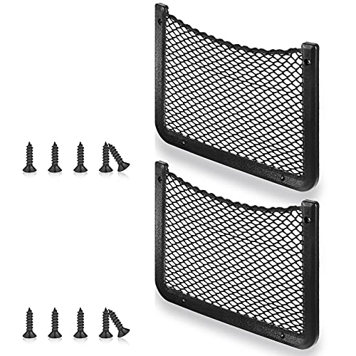 Frienda 4 Pcs Car Storage Net Bag, ABS Plastic Framed Mesh Net Holder, Phone & Cargo Organizer with Screws for Auto, Rv, Boat, Truck Pocket Storage (12 x 8 Inch) - size: 12 X 8 Inch