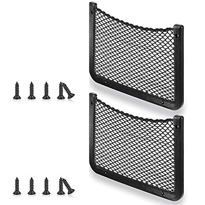 Frienda 4 Pcs Car Storage Net Bag, ABS Plastic Framed Mesh Net Holder, Phone & Cargo Organizer with Screws for Auto, Rv, Boat, Truck Pocket Storage (12 x 8 Inch) - size: 12 X 8 Inch