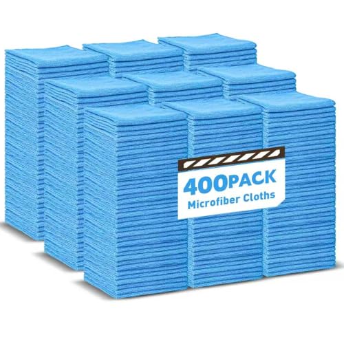 TEAWOO Blue Microfiber Towels Bulk-400 Pack, Cleaning Cloths Bulk, Microfiber Towels for Cars, Cleaning Rags Blue (12x12 inches) - color: Blue, size: 400 Pack