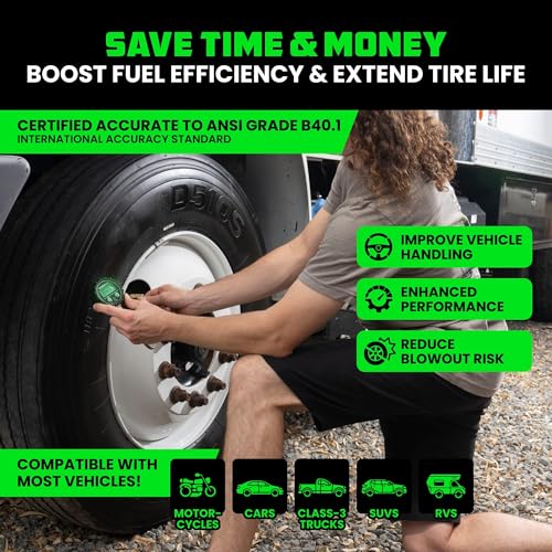 Rhino USA Digital Tire Pressure Gauge with Inflator (250 PSI) Professional Air Chuck & Air Compressor Attachments - High Pressure Tire Gauge with 0.1 Display Resolution - Best Car Accessories (1-Pack) - style: 250psi Digital