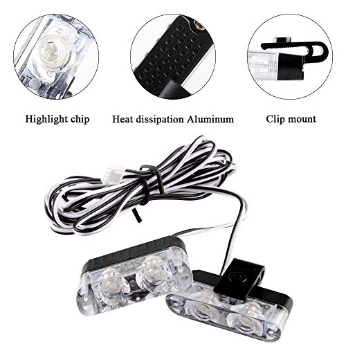 Blue 16LED Grille Strobe Lights Dash Deck Visor Police Flash Lights Car Truck Ambulance Emergency Warning Strobe Lights With Remote Control Wireless 12V - color: blue, size: 8 in 1