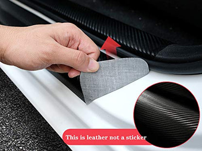 MAXDOOL 4Pcs Car Door Sill Protector Reflective 4D Carbon Fiber Sticker - color: white