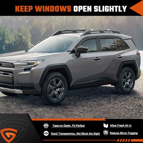 Rain Guards Compatible with Toyota RAV4 2026 2027, Tape-on Durable Side Sun Wind Window Deflectors, 2026-2027 RAV4 Rain Guard Black 6 PCS - size: Fit for Toyota Rav4 2026-2027