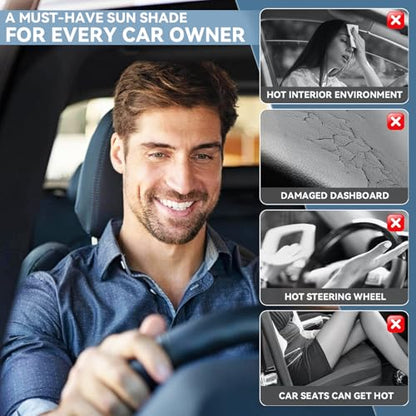 for Cadillac XT4 2019-2025 2026 Windshield Sun Shade - 4 Layers Car Sunshades for Front Windows Shade Cover Custom Fit XT4 Sun Visor 250T Retractable Shade Blocks UV Rays Car Accessories - size: for Cadillac XT4 2019-2026
