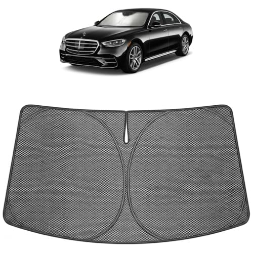 Proadsy Windshield Sun Shade Custom Fit Mercedes-Benz S-Class 2015-2026 Ice Crystal Black Front Window Sunshade UV and Heat Blocker Foldable Visor Keeps Car Cooler for Summer Parking and Daily Use - size: 2015-2026 Mercedes-Benz S-Class