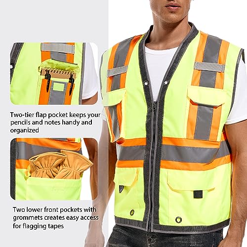 ArcRidge Reflective Safety Vest for Men and Women - Class 2 High Visibility Construction Vest - Dual Tone Reflective Strips - size: 3X-Large