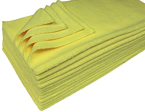 Detailer's Preference Premium Edgeless Microfiber Towels, 350 GSM, Ultra Soft, Lint-Free, Streak-Free, Scratch-Free, Highly Absorbent, for Auto, Home, and Detailing,16x16, 12-Pack, Yellow - color: Yellow