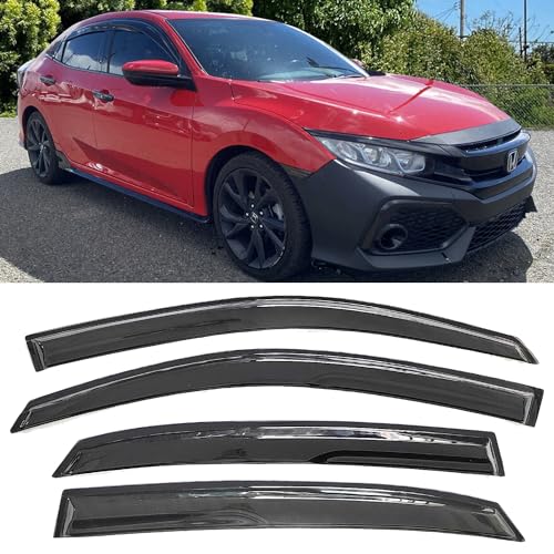 Side Window Visors rain Guards Vent Deflectors Compatible with Honda Civic Hatchback 2016-2021, Vent Deflector Window Rain Guard Sun Shade Visors, Car Acessories 4PCS 2016 2017 2018 2019 2020 2021 - size: Compatible with Honda Civic Hatchback 2016-2021