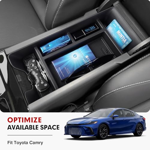 Autorder Center Console Organizer for 2025-2026 Toyota Camry Accessories Armrest Storage Box Secondary Insert Tray with Anti-Slip Mat - size: 2025-2026 Camry