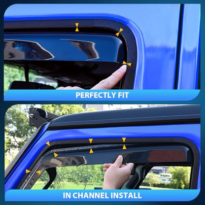 Nilight in Channel Rain Guard for Honda Ridgeline 2017 2018 2019 2020 2021 2022 2023 2024 2025 2026, Inside Mount Window Deflectors for Cars, Light Smoky Blue, 4PCS - color: Honda Ridgeline 2017-2026