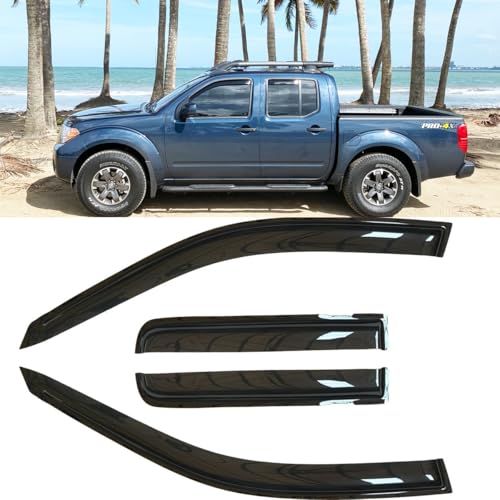 4pcs Original Shatterproof Window Wind Deflectors for Nissan Frontier 05-20,in Channel Rain Guards Sets,Nice Looking Window Visors for Cars,Vent Deflector for 2005-2020 Frontier Crew Cab 194407 - size: for Nissan Frontier 05-20