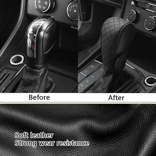 Cxtiy Gear Shift Knob Cover PU Leather Car Stick Shift Knob Cover Universal Fit for Most Cars, Non-Slip Gear Shifter Protector, Stylish Gear Shift Hoodie (Black) - color: Black
