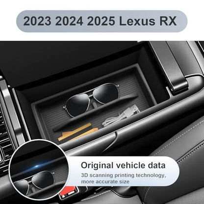 SKTU 2-Pack 2023 2024 2025 2026 Lexu s RX350 Center Console Organizer for 2023-2026 Lexu s RX350/RX450h/RX500h Console Tray 2023 2024 2025 2026 RX350 Accessories with Sunglasses Holder [Double Layers] - color: 2Pcs 2023-2026 RX