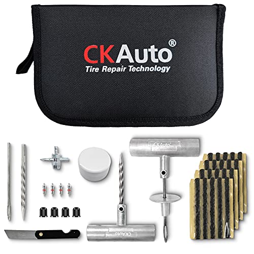 CKAuto Universal Tire Repair Kit, Heavy Duty Car Emergency Tool Kit for Flat Tire Puncture Repair, 36 Pcs Value Pack, Tire Plug Kit fit for Autos, Cars, Motorcycles, Trucks, RVs, etc. - size: 36 pcs