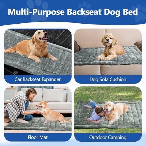 Thickened Dog Bed for Car Back Seat, Upgraded Bottom Non-Slip, Fits Hard Bottom car seat Cover for Dogs, Premium Dog Car Seat Cover - color: Light Gray