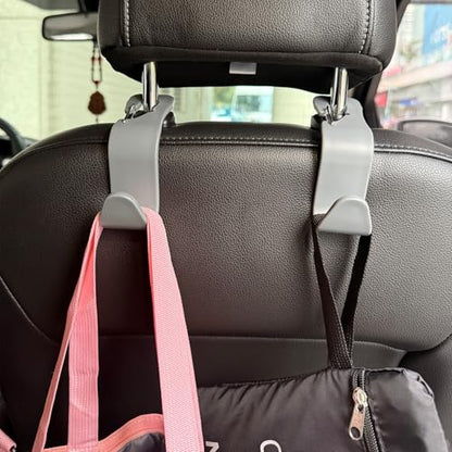 Car Seat Headrest Hooks, Car Organizer Hanger Storage Hooks for Handbags Purses Groceries Backpack Coat 4 Pack (Gray) - color: Gray