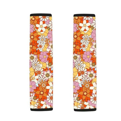 Hippie Flower Car Seat Belt Cover 2-Pack Soft Car Safety Seat Belt Strap Shoulder Pad Comfortable Driving Seat Belt Cover Pad Fit Most Cars, Truck, Suv, or Van - color: Hippie Flower