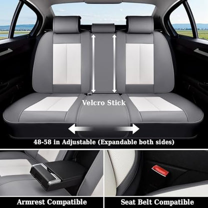 Coverado Car Seat Covers, Back Seat Cover for Dogs, Faux Leather Car Seat Covers Backseat, Car Seat Cushion, 3-Pieces Waterproof Universal Seat Covers for Cars Fit for Most Sedans SUV, Gray&White - color: Gray&White