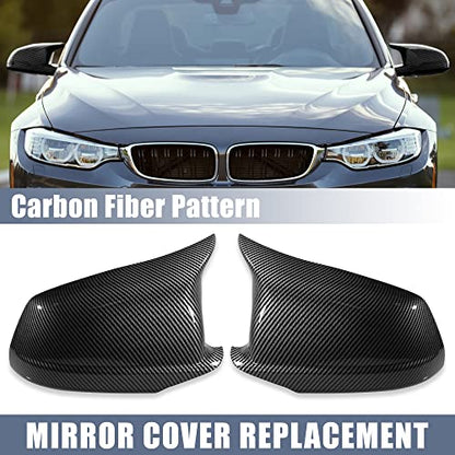 X AUTOHAUX Pair Car Exterior Rear View Mirror Covers Cap Replacement for BMW 5 Series F10 F11 F18 528i 530i 535i 550i 2011-2013 Carbon Fiber Pattern