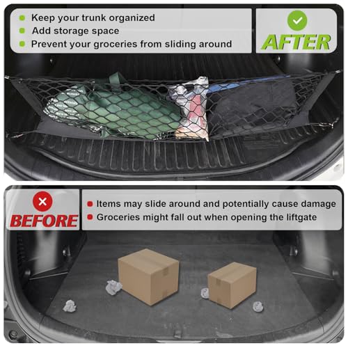 Muslogy Trunk Cargo Net Compatible with Toyota RAV4 2013-2018 Accessories, SUV Sedan Cargo Organizer Storage Net with Heavy Duty Carabiners - style: 2013-2018 Rav4