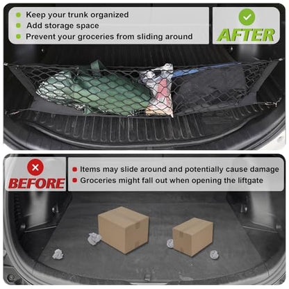 Muslogy Trunk Cargo Net Compatible with Toyota RAV4 2013-2018 Accessories, SUV Sedan Cargo Organizer Storage Net with Heavy Duty Carabiners - style: 2013-2018 Rav4